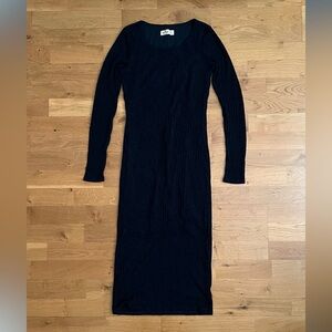 Soft Navy Ribbed Bodycon Hollister Maxi Dresss
